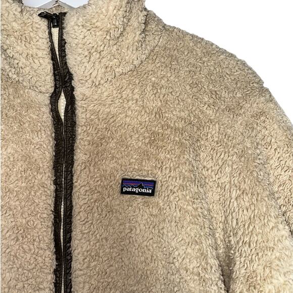 Patagonia Fleece Ivory Fluffy Warm Cozy Wind Jacket Full Zip Sweater Size Large - Picture 9 of 11